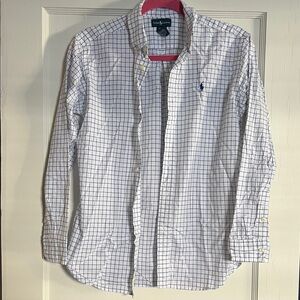 Boys Ralf Lauren White and Blue Checkered Shirt